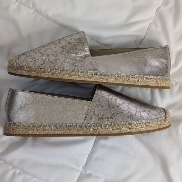 Coach size 10 Collins Espadrille Flats in Gold with Signature Logo, NEW - Picture 9 of 12